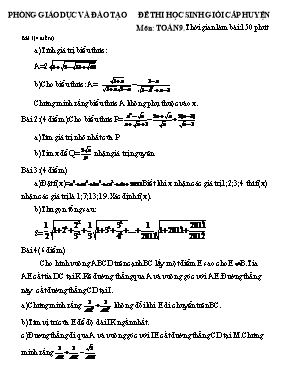 Đề thi học sinh giỏi cấp huyện môn Toán 9 (150 phút)
